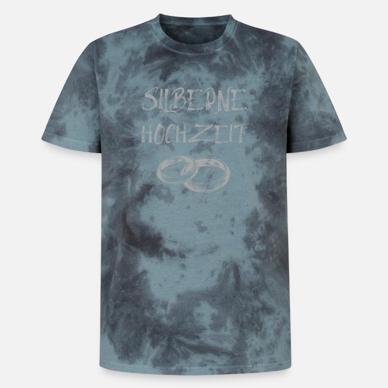 Silberne Hochzeit Text Silberne Eheringe - Unisex Premium Tie Dye T-Shirt - Schwarz/Blau