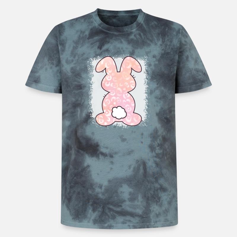 Leopard Print Bleached Easter - Unisex Premium Tie-Dye T-Shirt - Black/Blue