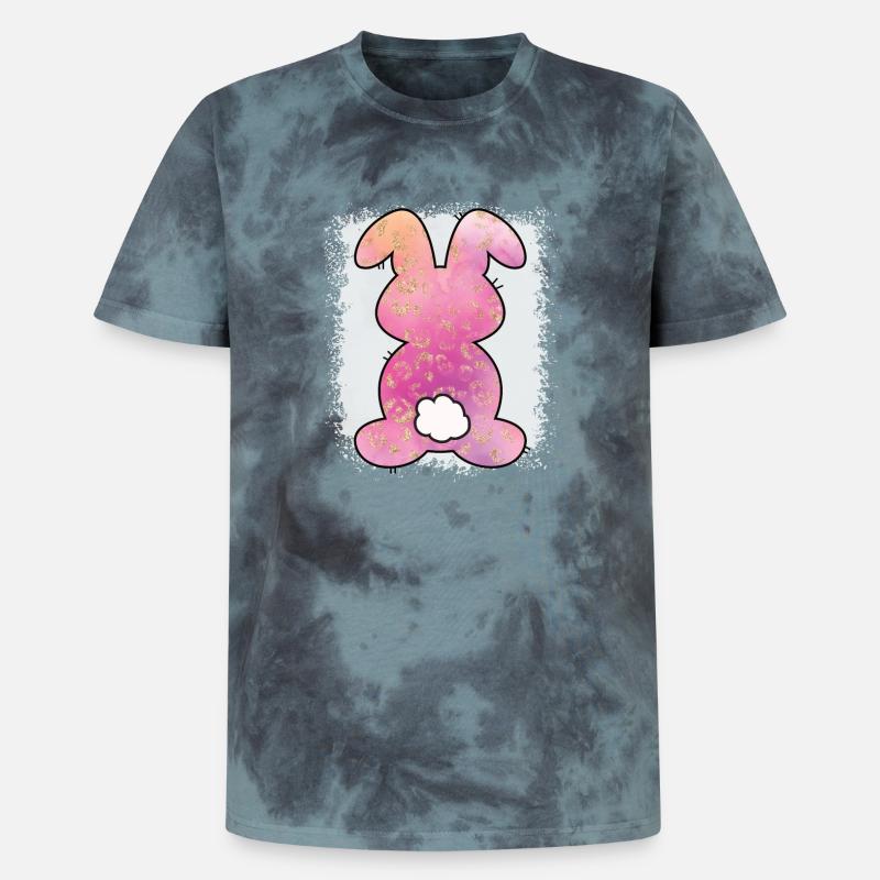 Leopard Print Bleached Easter - Unisex Premium Tie-Dye T-Shirt - Black/Blue