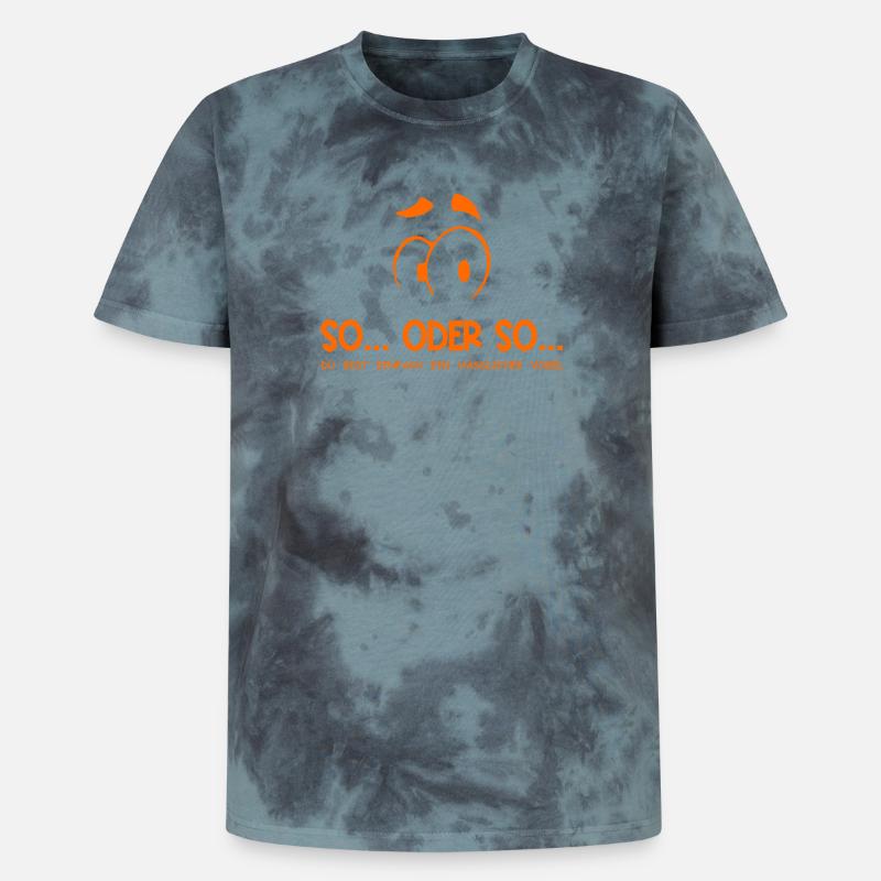 So...Oder So: Hässlicher Vogel - Orange - Unisex Premium Tie Dye T-Shirt - Schwarz/Blau