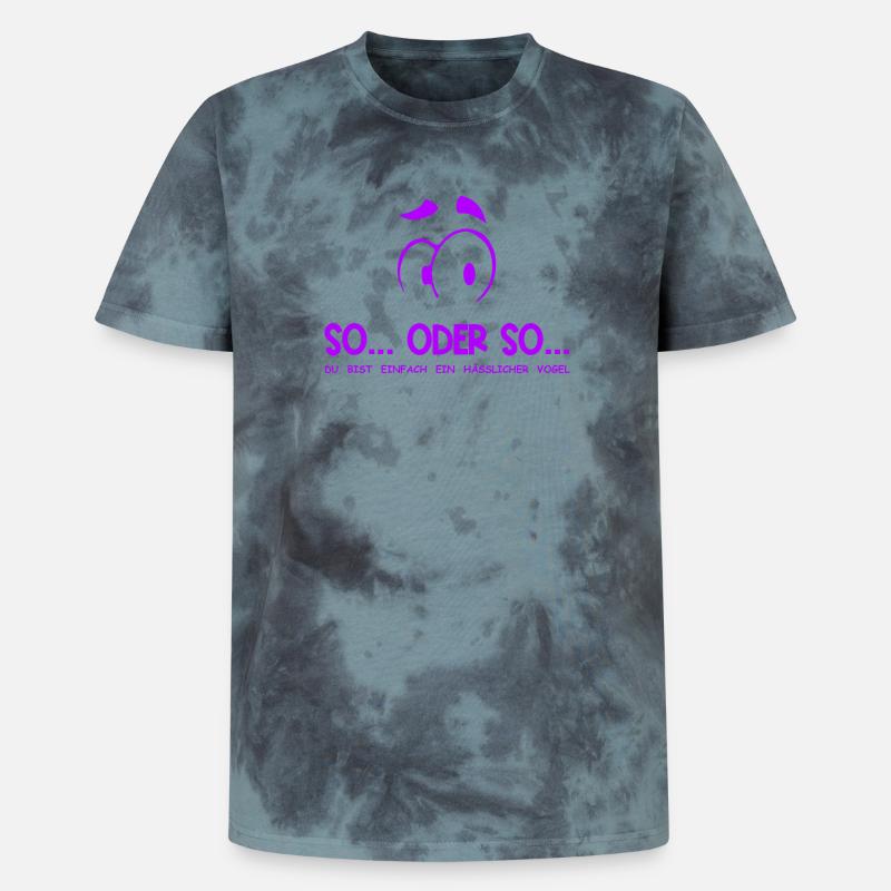 So...Oder So: Hässlicher Vogel - Lila - Unisex Premium Tie Dye T-Shirt - Schwarz/Blau