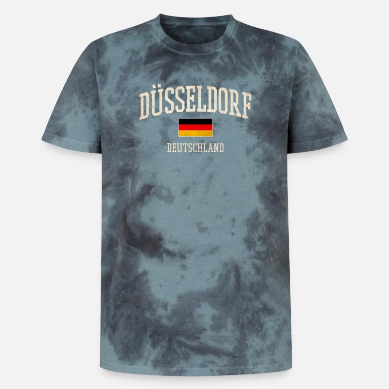 Drapeau de Düsseldorf - T-shirt tie-dye premium unisexe - noir/bleu