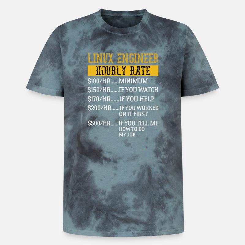 Linux Engineer Stundensatz Mechaniker Arbeitsrate - Unisex Premium Tie Dye T-Shirt - Schwarz/Blau