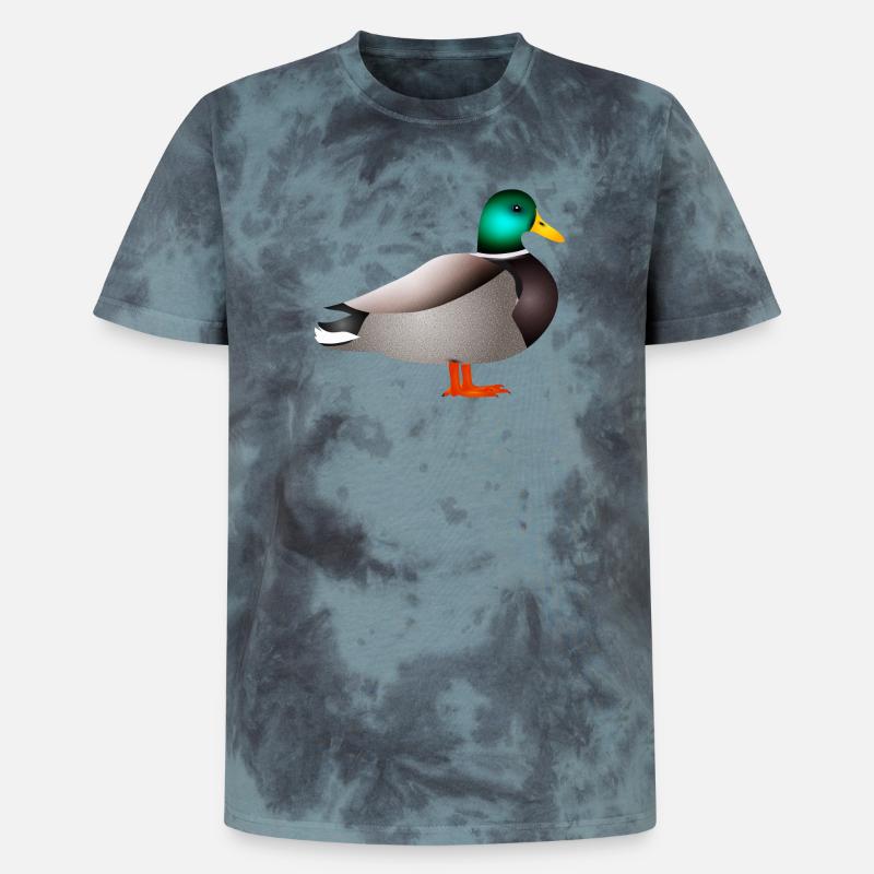 handgezeichnete männliche Ente Erpel oder Enterich - Unisex Premium Tie Dye T-Shirt - Schwarz/Blau