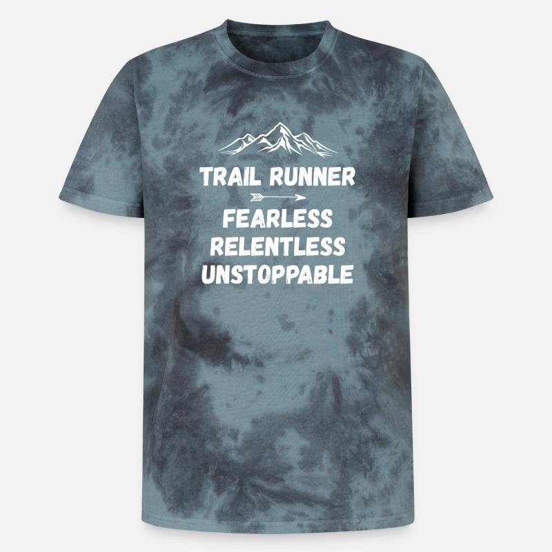 Trail Runner - Intrépide. Implacable. Imparable. - T-shirt tie-dye premium unisexe - noir/bleu