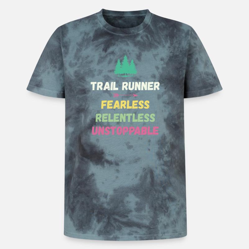 Trail Runner - Intrépide. Implacable. Imparable. - T-shirt tie-dye premium unisexe - noir/bleu