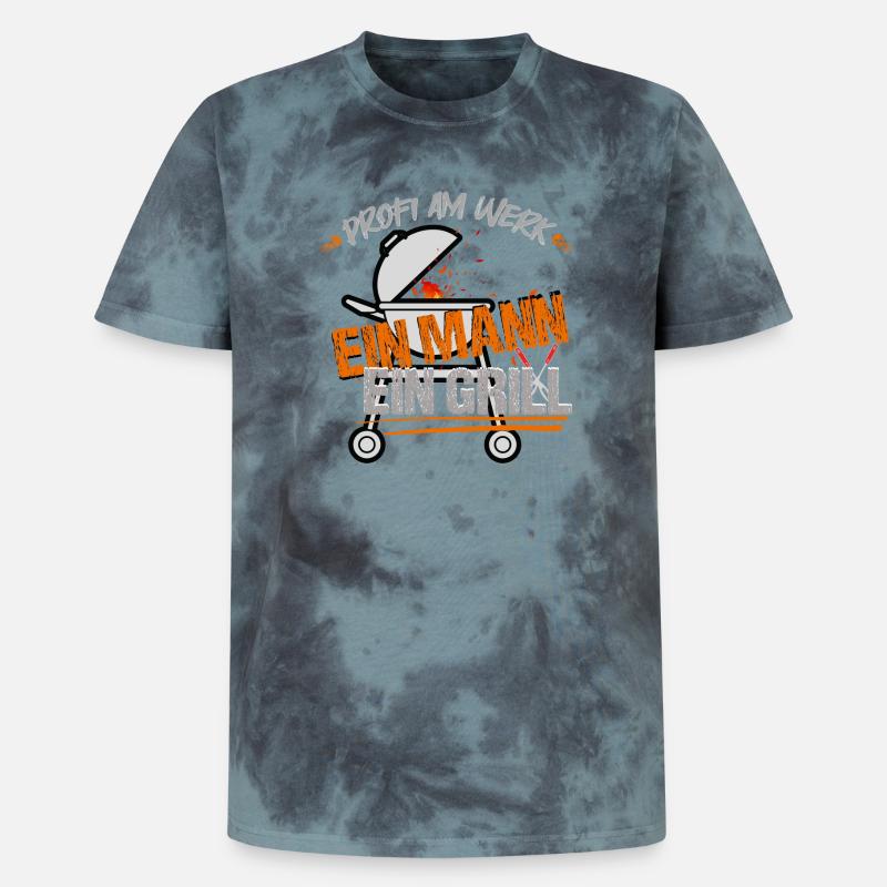 Ein Mann Ein Grill - Unisex Premium Tie Dye T-Shirt - Schwarz/Blau