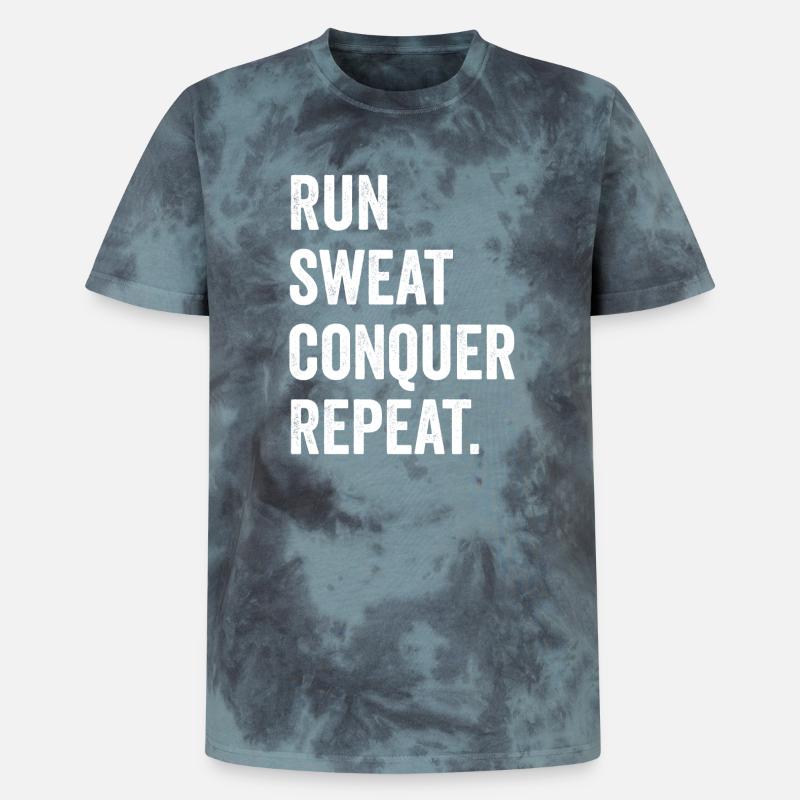 Run. Sweat. Conquer. Repeat. - Unisex Premium Tie-Dye T-Shirt - Black/Blue