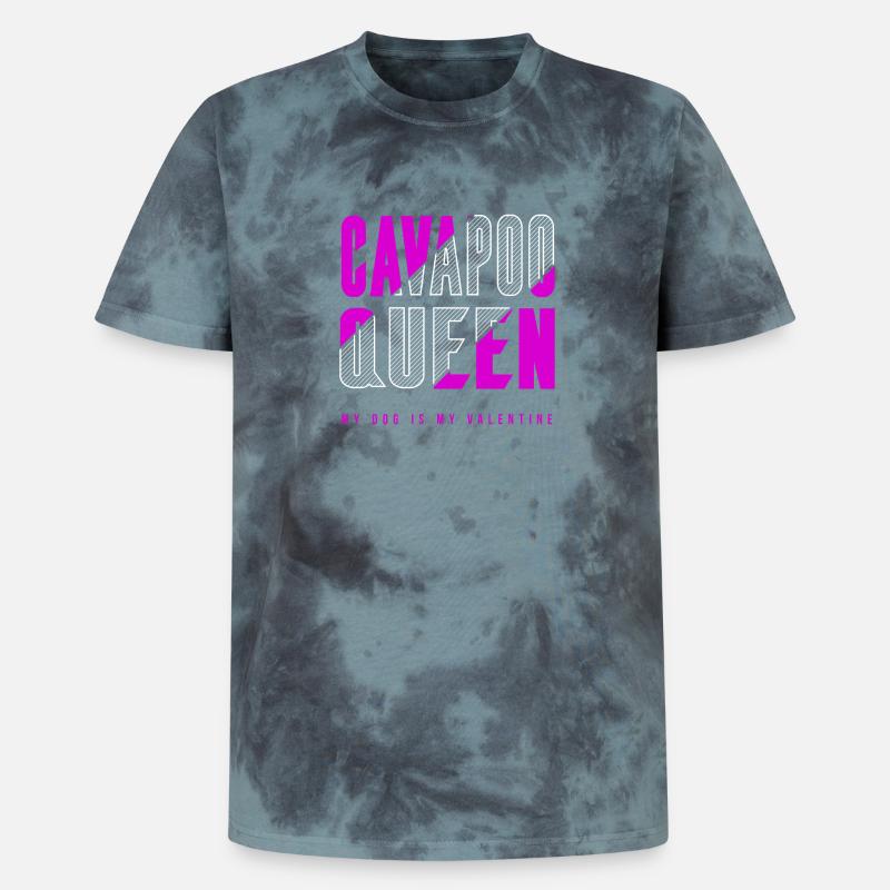 Cavapoo Queen - Unisex Premium Tie-Dye T-Shirt - Black/Blue