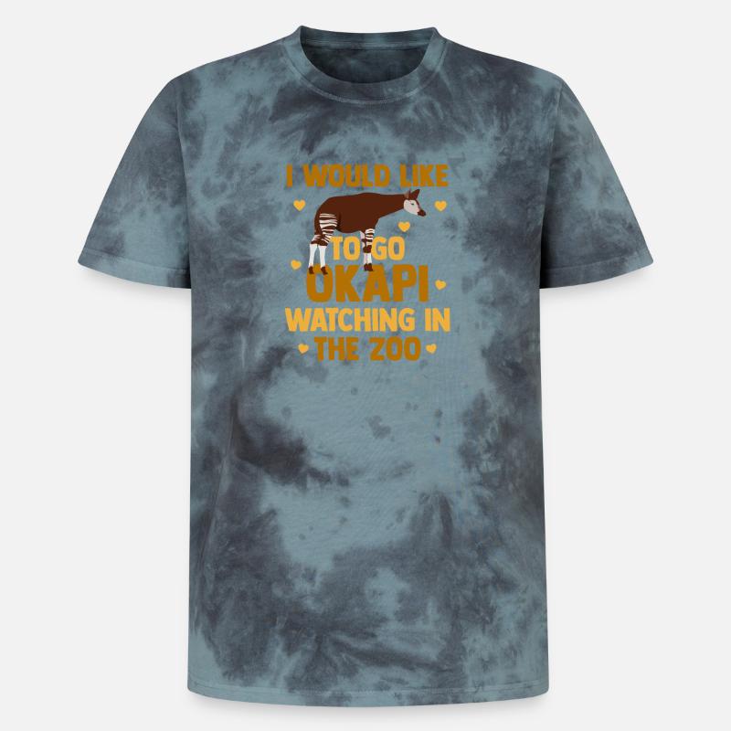 Okapi im Einklang mit der Natur - Unisex Premium Tie Dye T-Shirt - Schwarz/Blau
