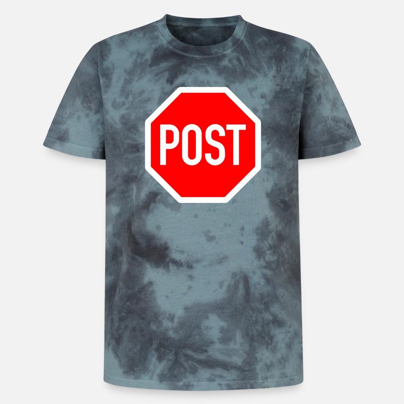 post oder stop? - Unisex Premium Tie Dye T-Shirt - Schwarz/Blau