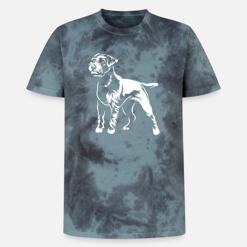 Parson Russell Terrier « BlackEdition » - T-shirt tie-dye premium unisexe - noir/bleu