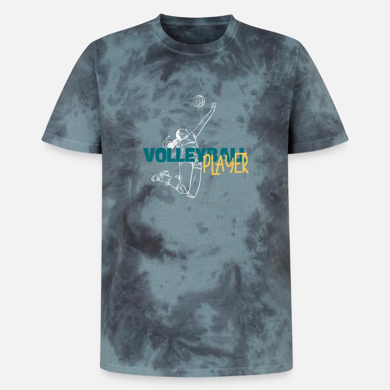Volley Dive: Dynamic Player Duo - Unisex Premium Tie-Dye T-Shirt - Black/Blue