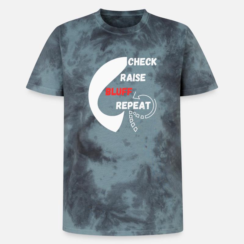 Repeat Poker "Schach, Raise, Bluff, Repeat" - Unisex Premium Tie Dye T-Shirt - Schwarz/Blau