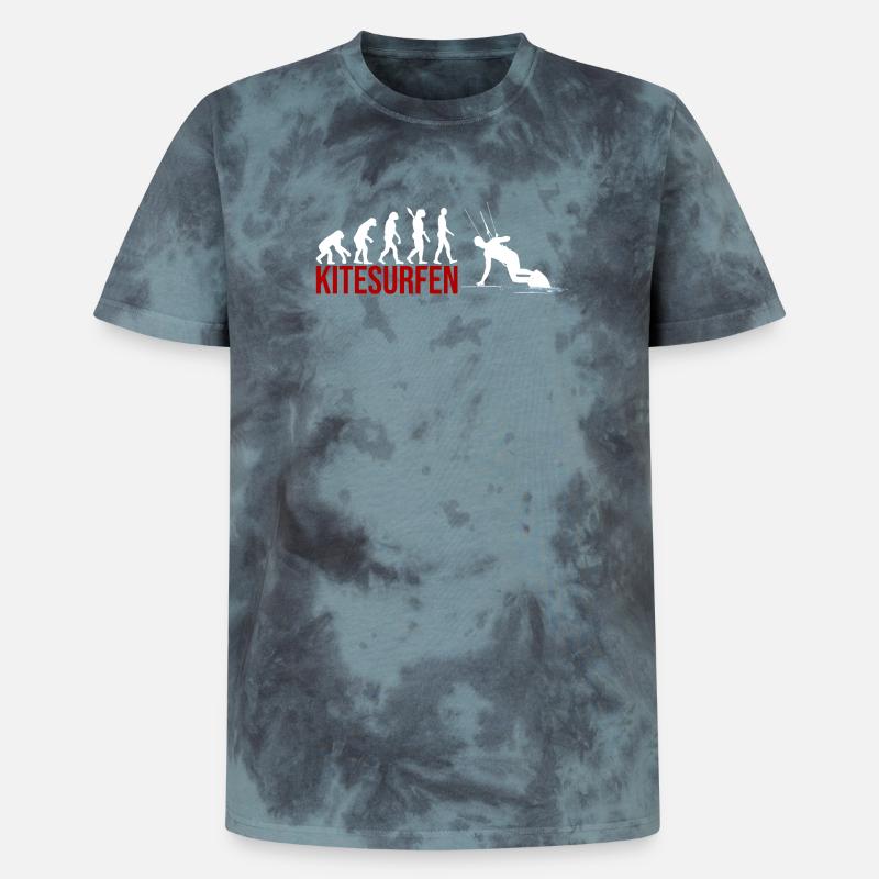 Evolution Kitesurfen - Unisex Premium Tie Dye T-Shirt - Schwarz/Blau