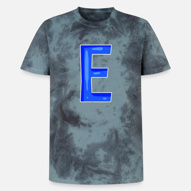 Buchstabe E - Anfangsbuchstabe E - Unisex Premium Tie Dye T-Shirt - Schwarz/Blau