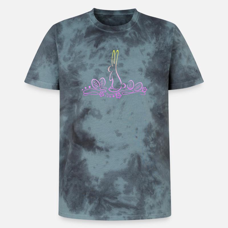 Easter Bunny Silhouette with Easter Eggs - Unisex Premium Tie-Dye T-Shirt - Black/Blue