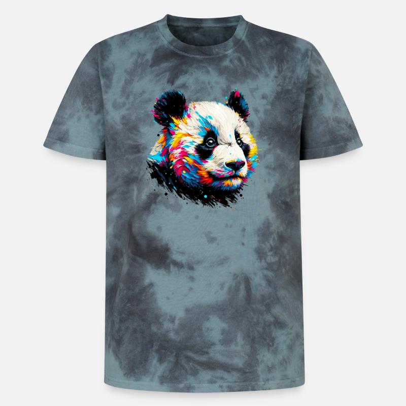 Panda - Unisex Premium Tie-Dye T-Shirt - Black/Blue