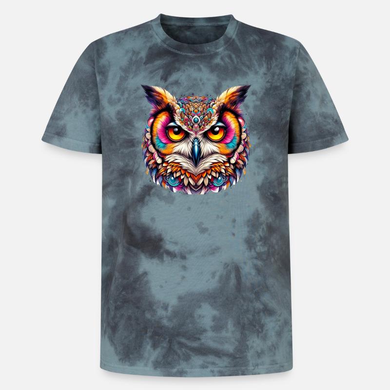 Eule - Unisex Premium Tie Dye T-Shirt - Schwarz/Blau