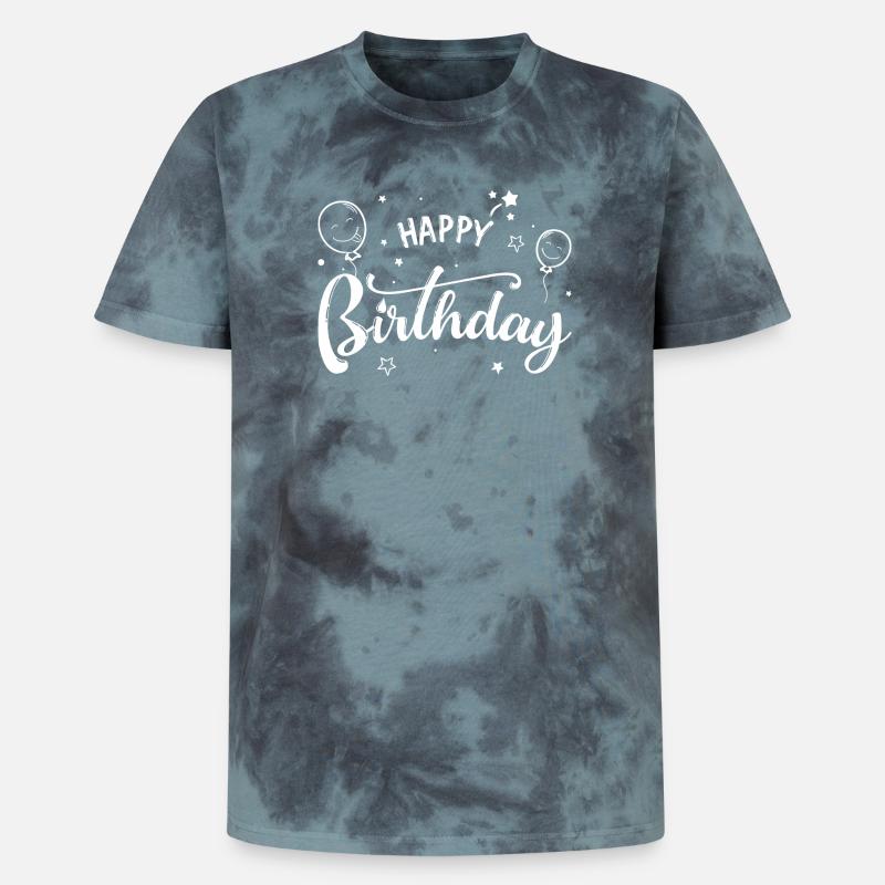 Ballons d’anniversaire Script - T-shirt tie-dye premium unisexe - noir/bleu
