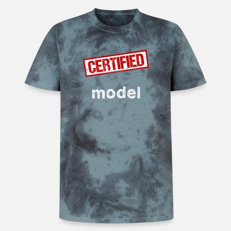 Modell - Unisex Premium Tie Dye T-Shirt - Schwarz/Blau