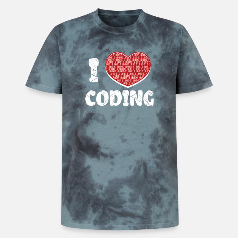 Developer Heart Coding Statement Programmer - Unisex Premium Tie-Dye T-Shirt - Black/Blue