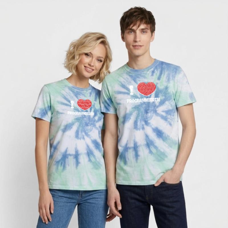 Developer Heart Programmer Statement Computer Science Unisex Premium Tie-Dye T-Shirt