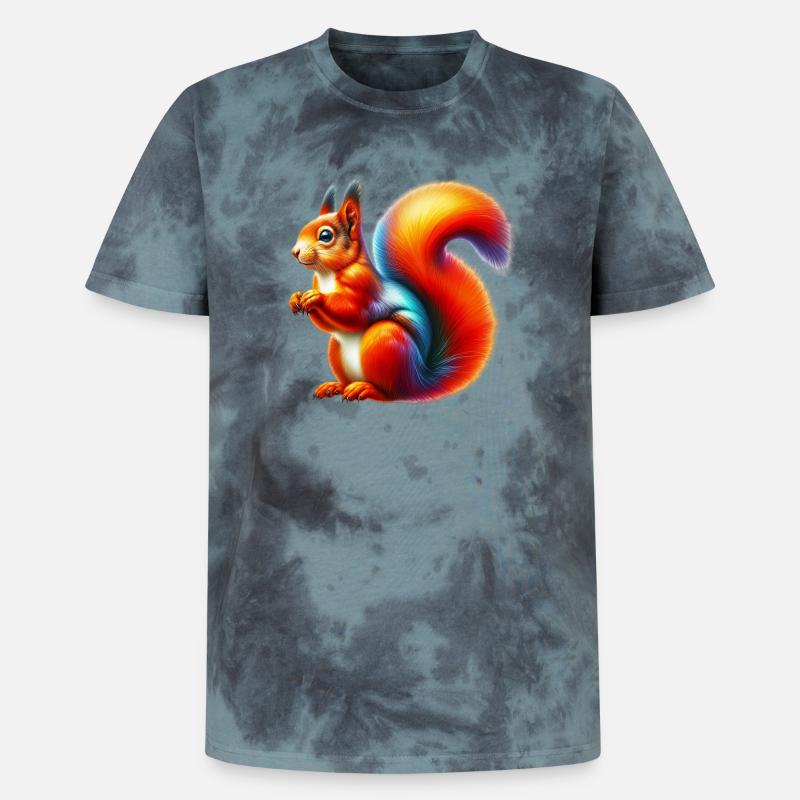 Eichhörnchen - Unisex Premium Tie Dye T-Shirt - Schwarz/Blau
