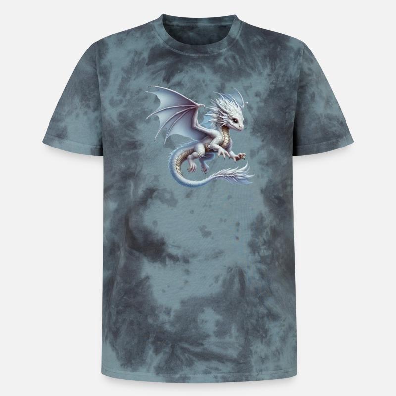 Drache - Unisex Premium Tie Dye T-Shirt - Schwarz/Blau