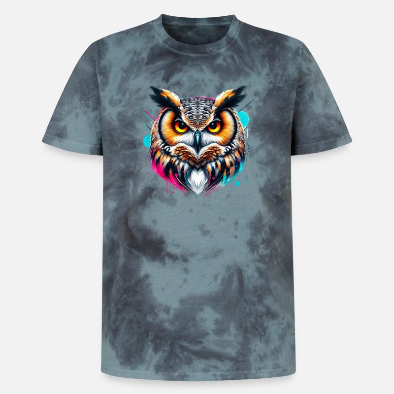 Eule - Unisex Premium Tie Dye T-Shirt - Schwarz/Blau