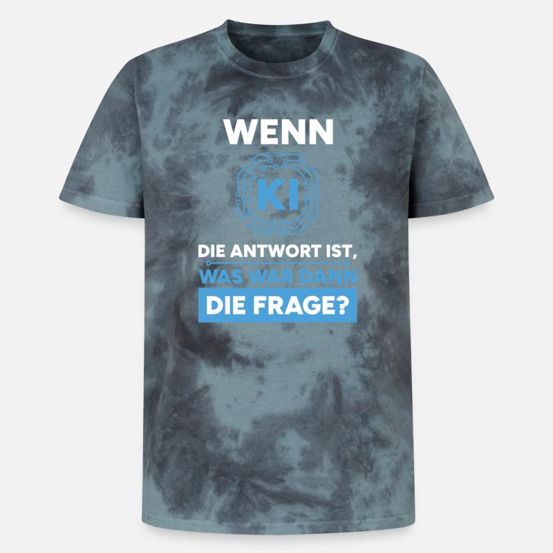 Artificial Intelligence Question Answer Saying - Unisex Premium Tie-Dye T-Shirt - Black/Blue