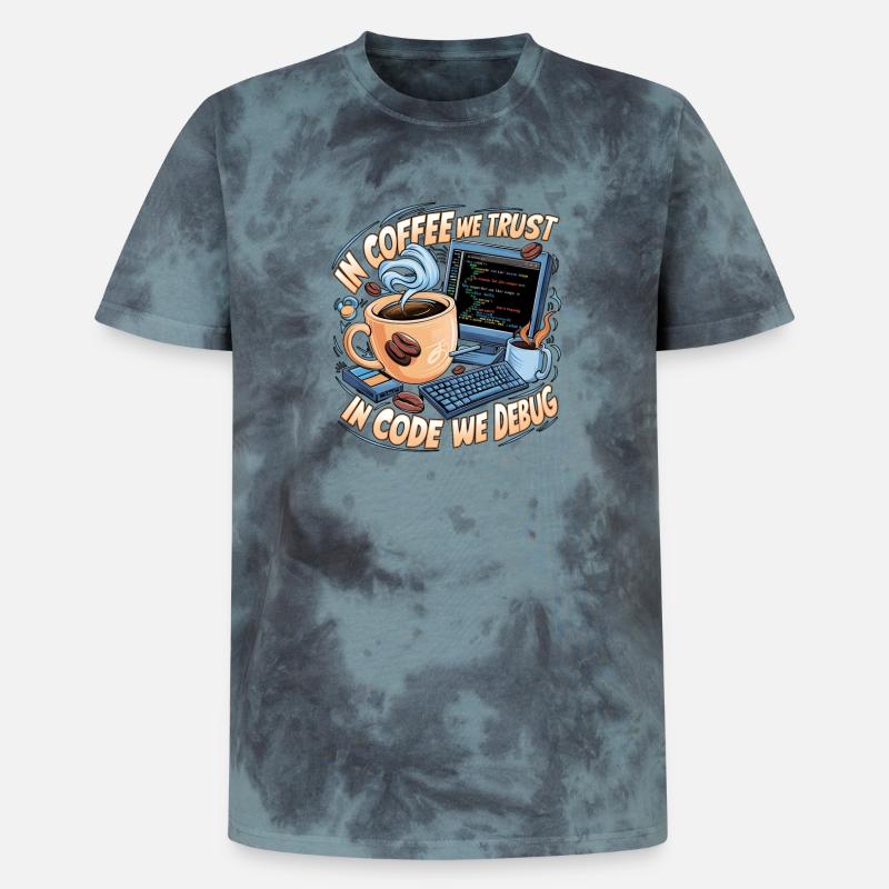 KaffeeCode Debug: In Code Wir Debuggen - Unisex Premium Tie Dye T-Shirt - Schwarz/Blau