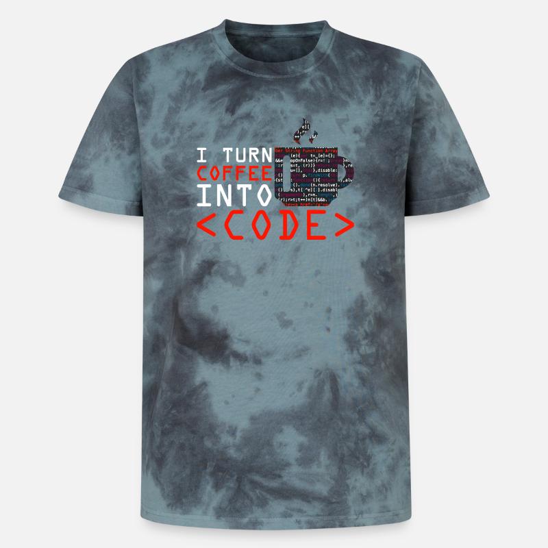 Aus Kaffee Code generieren Programmierer - Unisex Premium Tie Dye T-Shirt - Schwarz/Blau