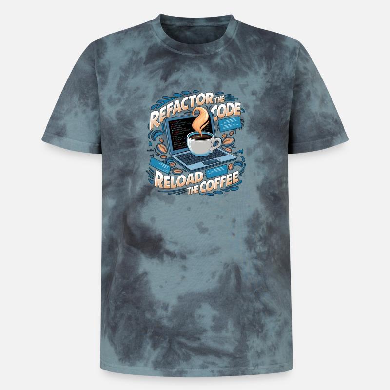 Programmers generate code from coffee - Unisex Premium Tie-Dye T-Shirt - Black/Blue