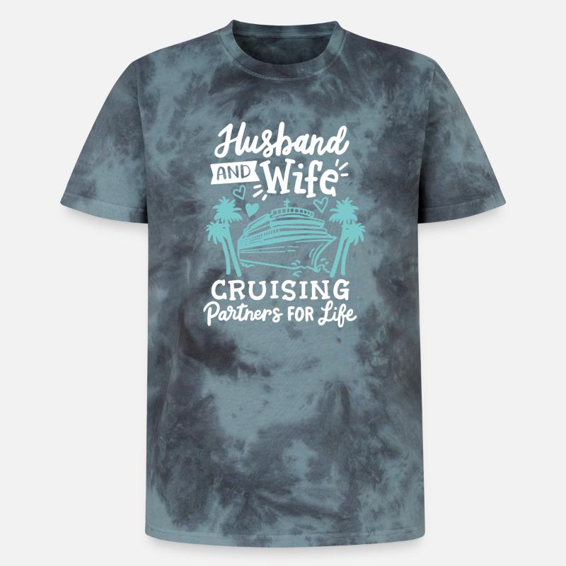 Ehemann Ehefrau Kreuzfahrt Urlaub - Unisex Premium Tie Dye T-Shirt - Schwarz/Blau