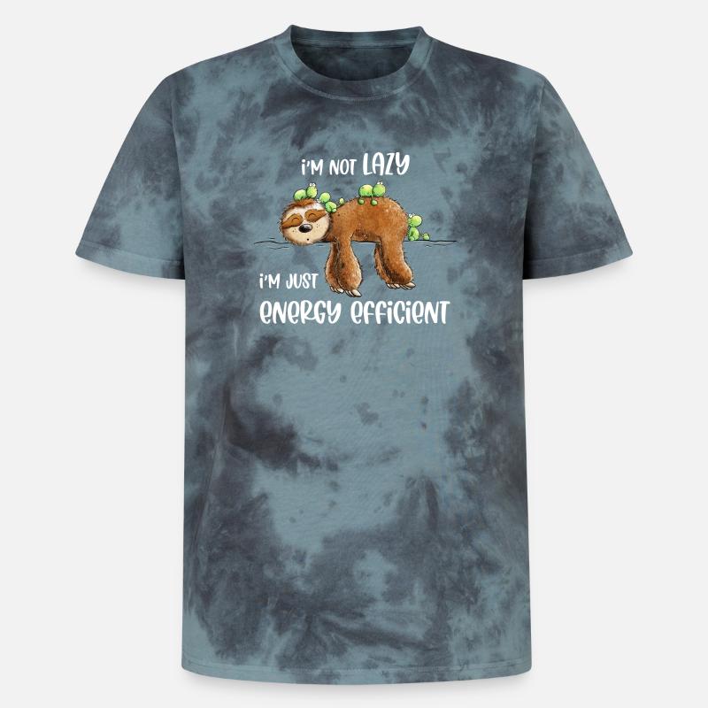 Faultier Spruch Lazy Energy Efficient - Unisex Premium Tie Dye T-Shirt - Schwarz/Blau
