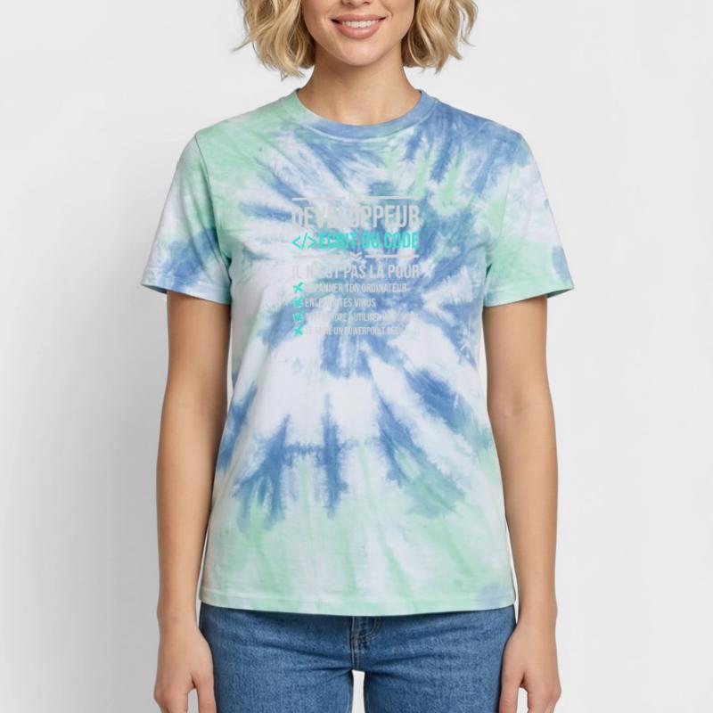 Developer Writing Code Unisex Premium Tie-Dye T-Shirt