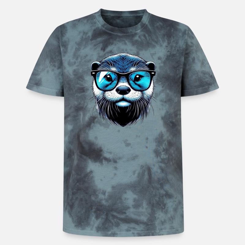 Odder - Unisex Premium tie-dye T-shirt - sort/blå