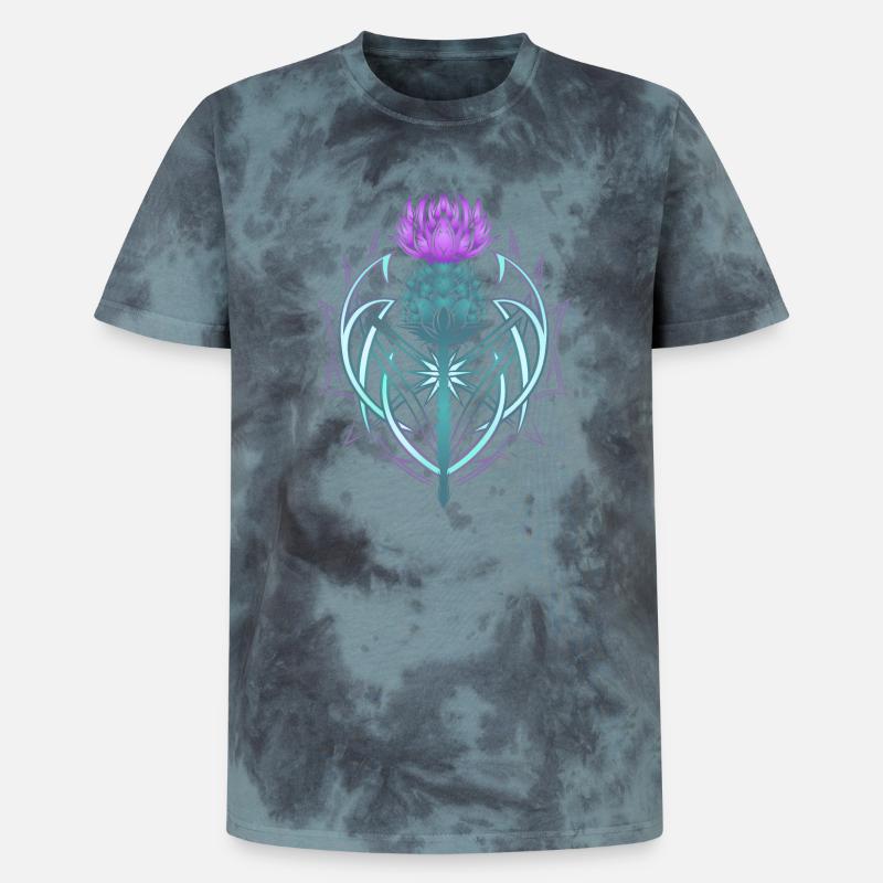 Thistle Shield Celtic Knots Thistle Lover - Unisex Premium Tie-Dye T-Shirt - Black/Blue