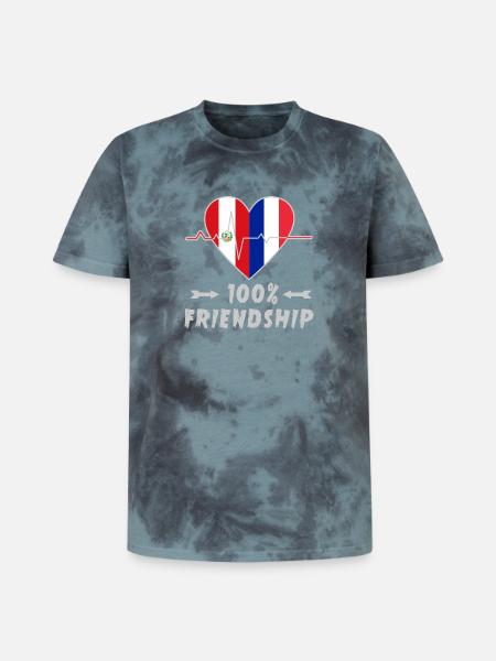 Peru und Frankreich 100% Freundschaft - Unisex Premium Tie Dye T-Shirt - Schwarz/Blau