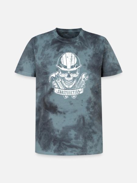 Skull Construction Gear - Unisex Premium Tie-Dye T-Shirt - Black/Blue