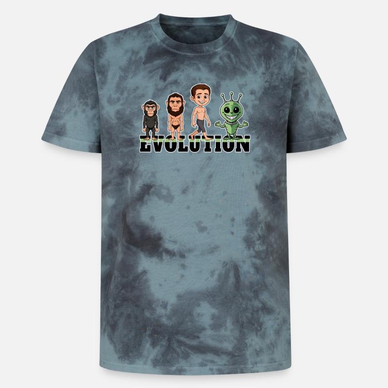 Evolution Alien - Unisex Premium Tie-Dye T-Shirt - Black/Blue