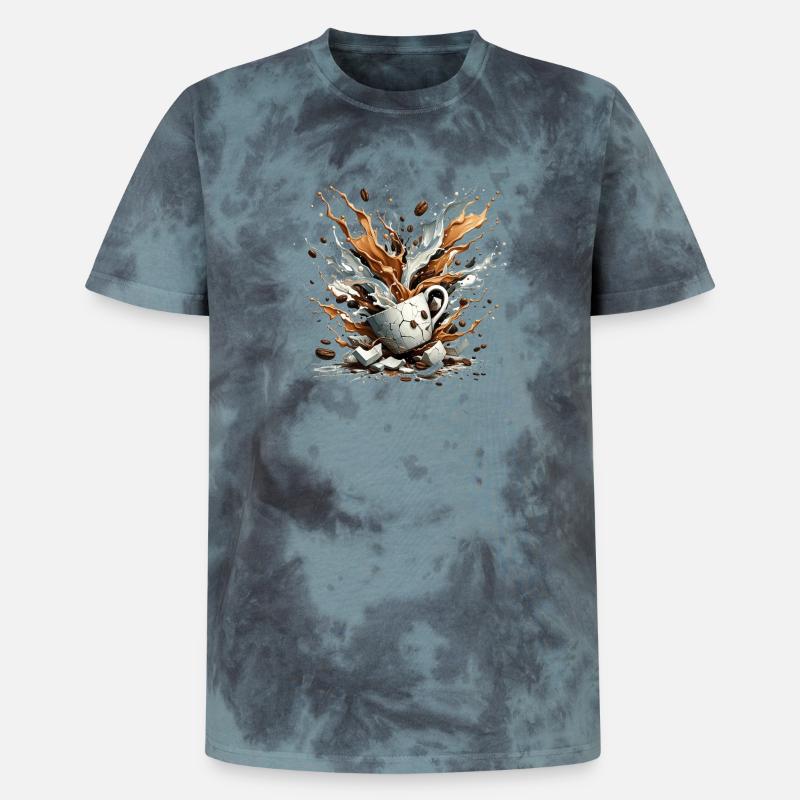 Exploded Coffee - 100% Caffeine - Unisex Premium Tie-Dye T-Shirt - Black/Blue