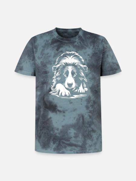 Border Collie "Black Edition" - Unisex Premium Tie-Dye T-Shirt - Black/Blue