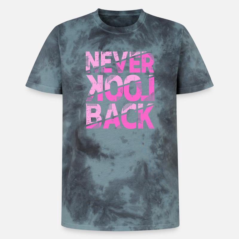Conception de motivation Never Look Back - T-shirt tie-dye premium unisexe - noir/bleu