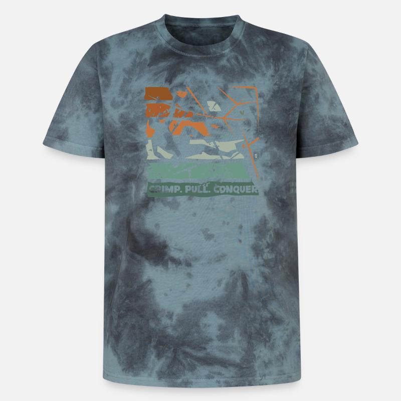 Bouldering – Crimping. Pull. Conquer. - Unisex Premium Tie-Dye T-Shirt - Black/Blue