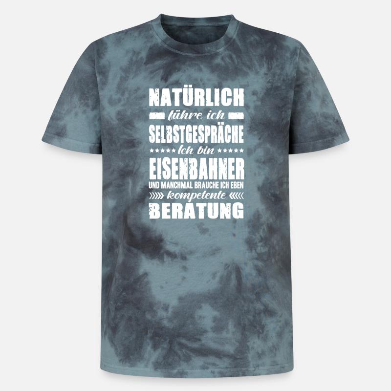 Eisenbahner Geschenke Bahnfahrer Zugführer Sprüche - Unisex Premium Tie Dye T-Shirt - Schwarz/Blau