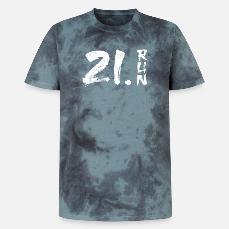 21.1 Halbmarathon - Unisex Premium Tie Dye T-Shirt - Schwarz/Blau
