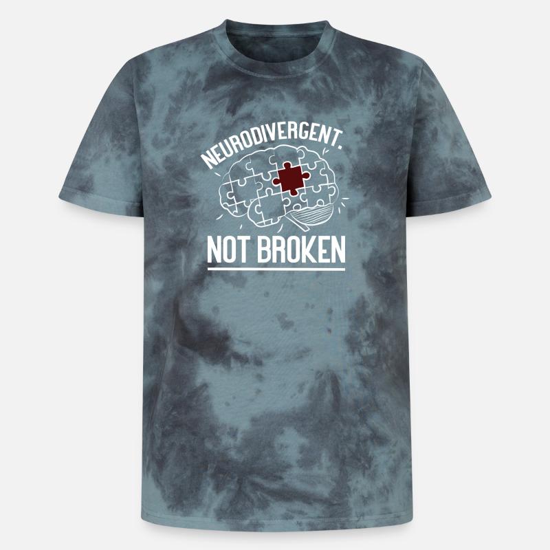 Neurodivergent Not Broken – Strong Mind Statement - Unisex Premium Tie-Dye T-Shirt - Black/Blue