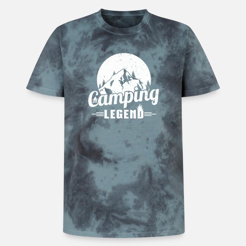 Mountain Camping Legend Design - Unisex Premium Tie-Dye T-Shirt - Black/Blue